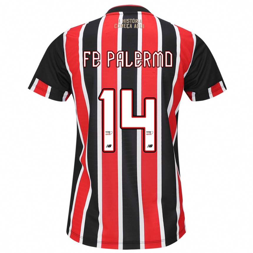 Kids Football Fe Palermo #14 Black Red White Away Jersey 2024/25 T-Shirt Za