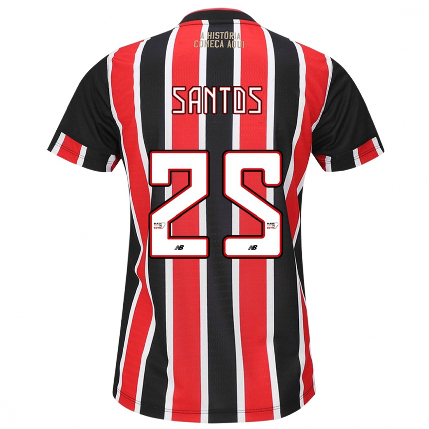 Kids Football Mariana Santos #25 Black Red White Away Jersey 2024/25 T-Shirt Za