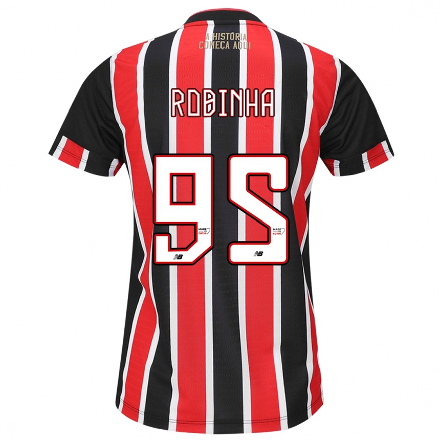 Kids Football Robinha #95 Black Red White Away Jersey 2024/25 T-Shirt Za