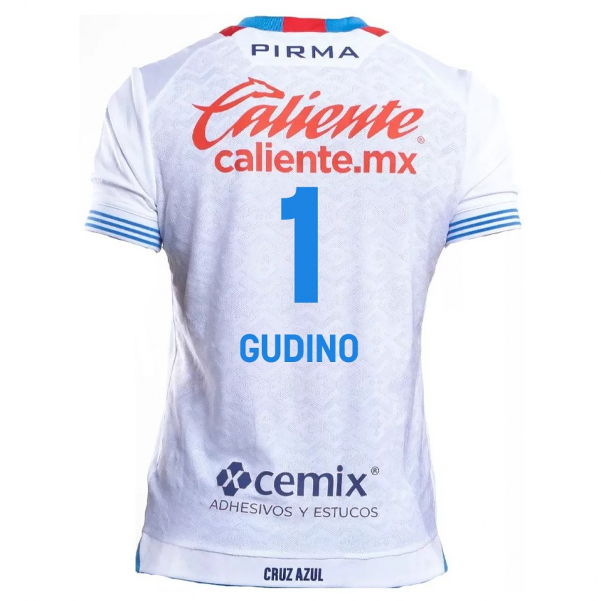 Kids Football Andrés Gudiño #1 White Blue Away Jersey 2024/25 T-Shirt Za