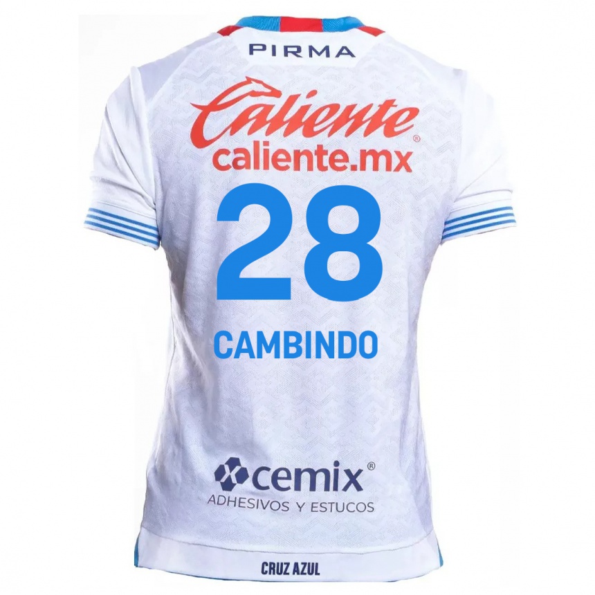 Kids Football Diber Cambindo #28 White Blue Away Jersey 2024/25 T-Shirt Za