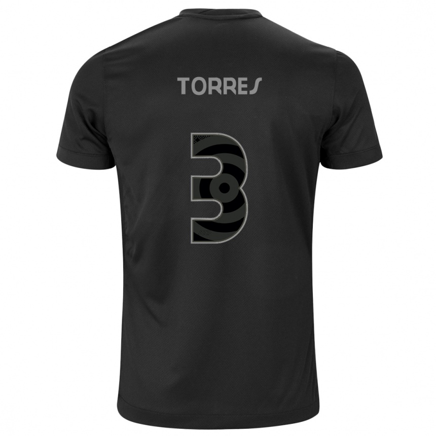 Kids Football Félix Torres #3 Black Away Jersey 2024/25 T-Shirt Za