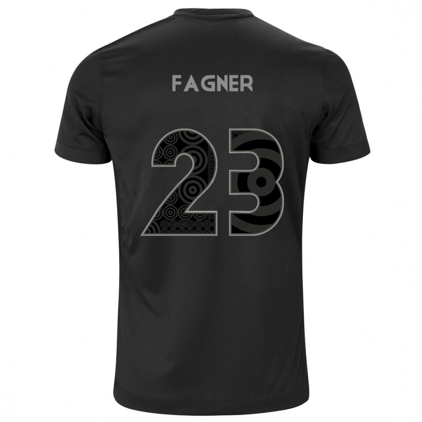 Kids Football Fagner #23 Black Away Jersey 2024/25 T-Shirt Za