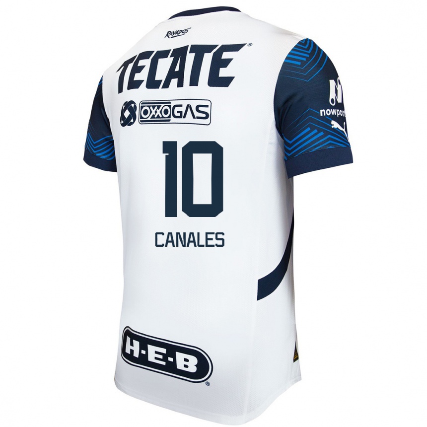 Kids Football Sergio Canales #10 White Blue Away Jersey 2024/25 T-Shirt Za