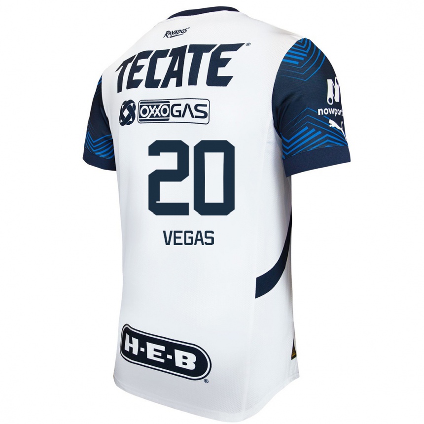 Kids Football Sebastián Vegas #20 White Blue Away Jersey 2024/25 T-Shirt Za