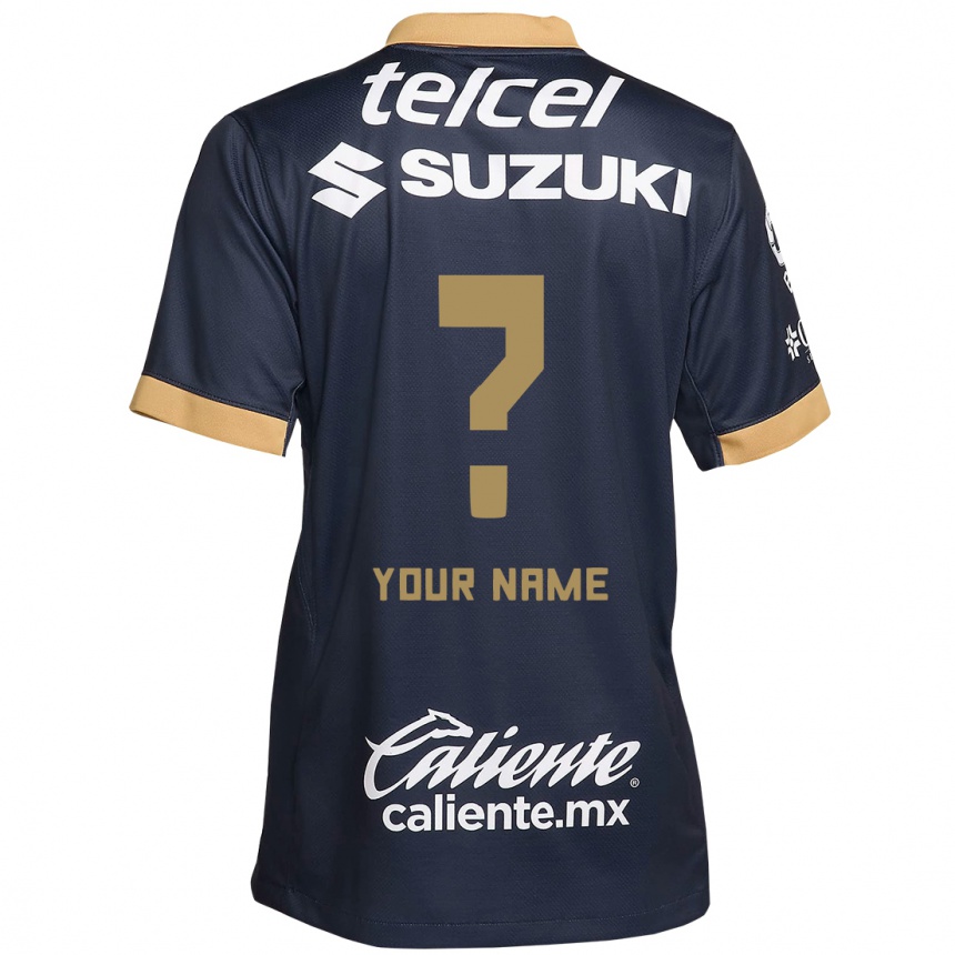 Kids Football Your Name #0 Obsidian Gold White Away Jersey 2024/25 T-Shirt Za