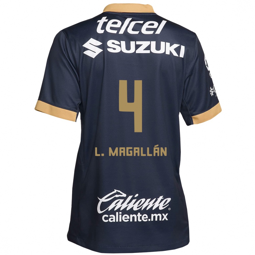 Kids Football Lisandro Magallan #4 Obsidian Gold White Away Jersey 2024/25 T-Shirt Za