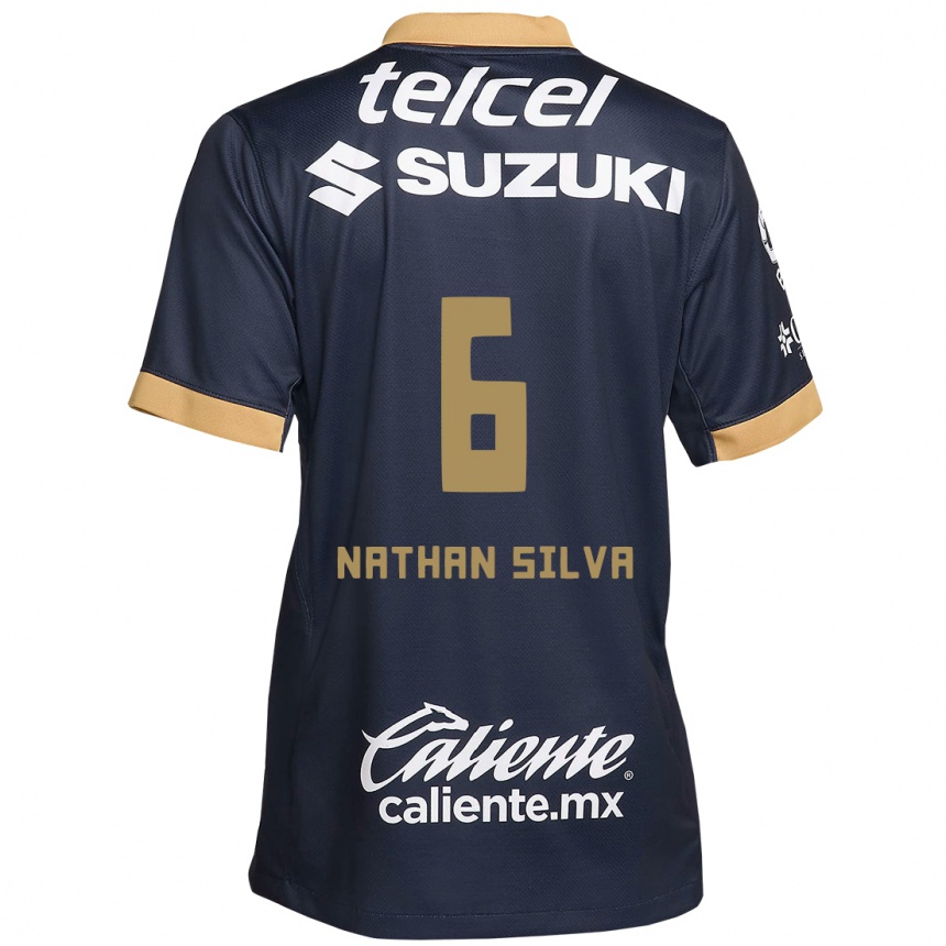 Kids Football Nathan Silva #6 Obsidian Gold White Away Jersey 2024/25 T-Shirt Za