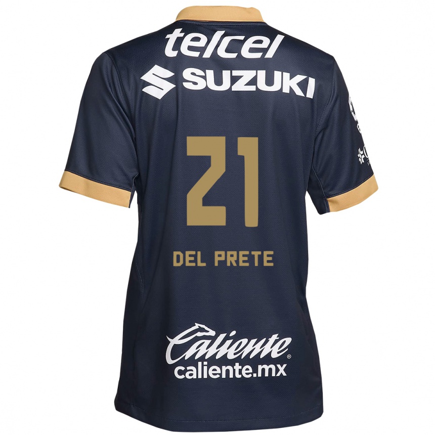 Kids Football Gustavo Del Prete #21 Obsidian Gold White Away Jersey 2024/25 T-Shirt Za