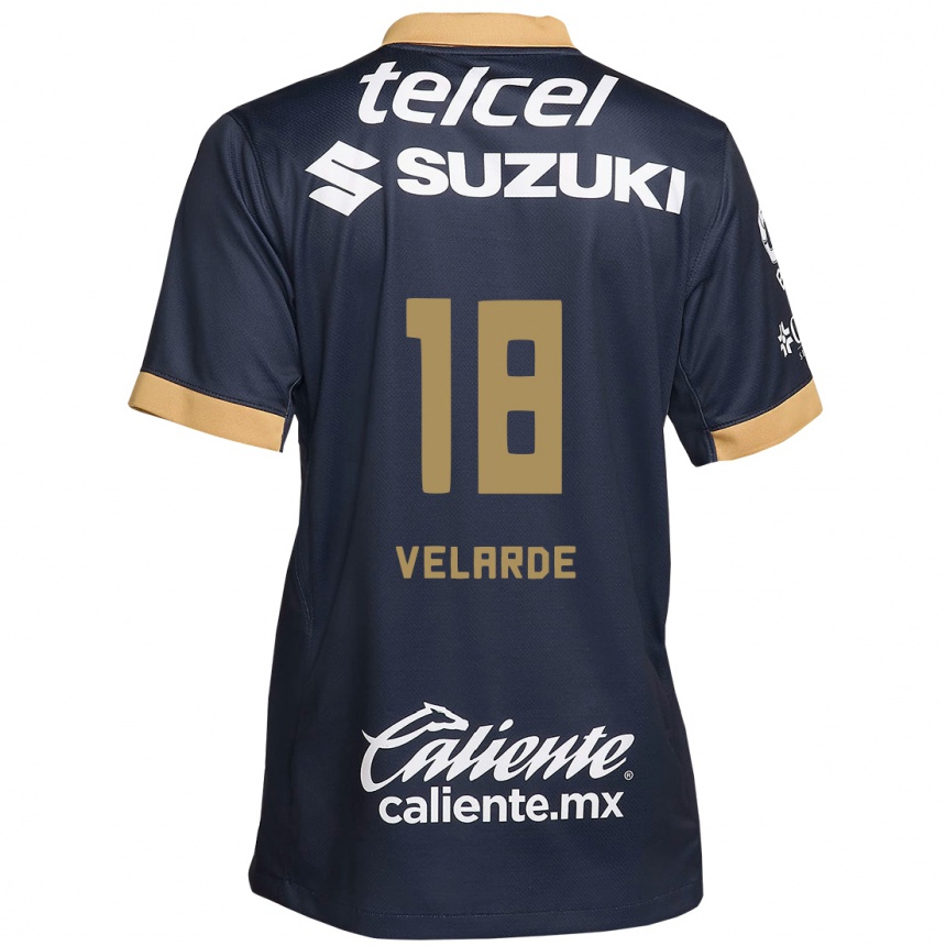 Kids Football Efrain Velarde #18 Obsidian Gold White Away Jersey 2024/25 T-Shirt Za