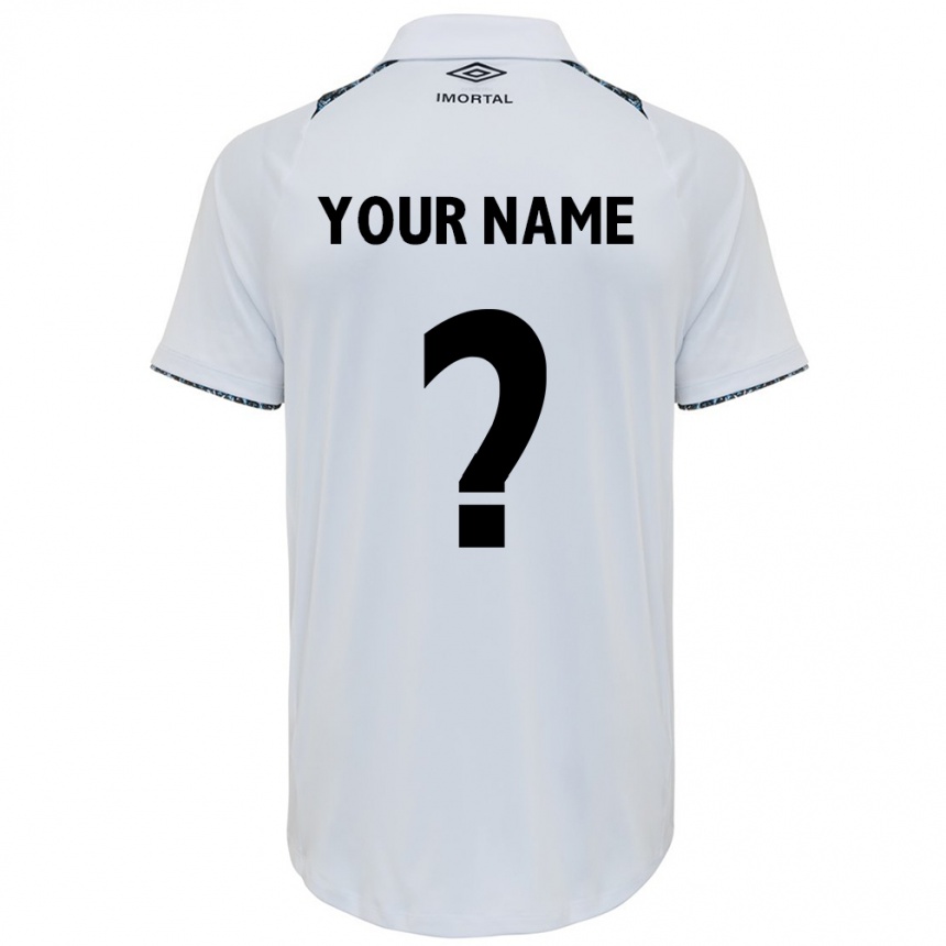 Kids Football Your Name #0 White Blue Away Jersey 2024/25 T-Shirt Za