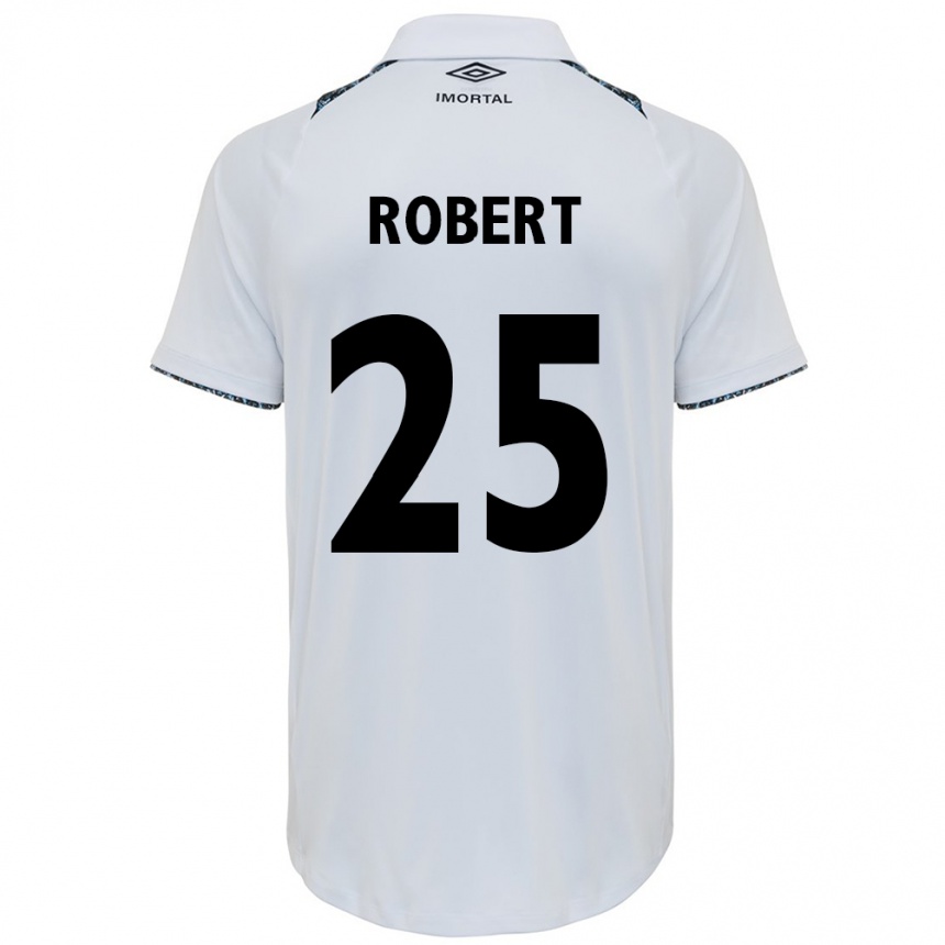 Kids Football Jhonata Robert #25 White Blue Away Jersey 2024/25 T-Shirt Za