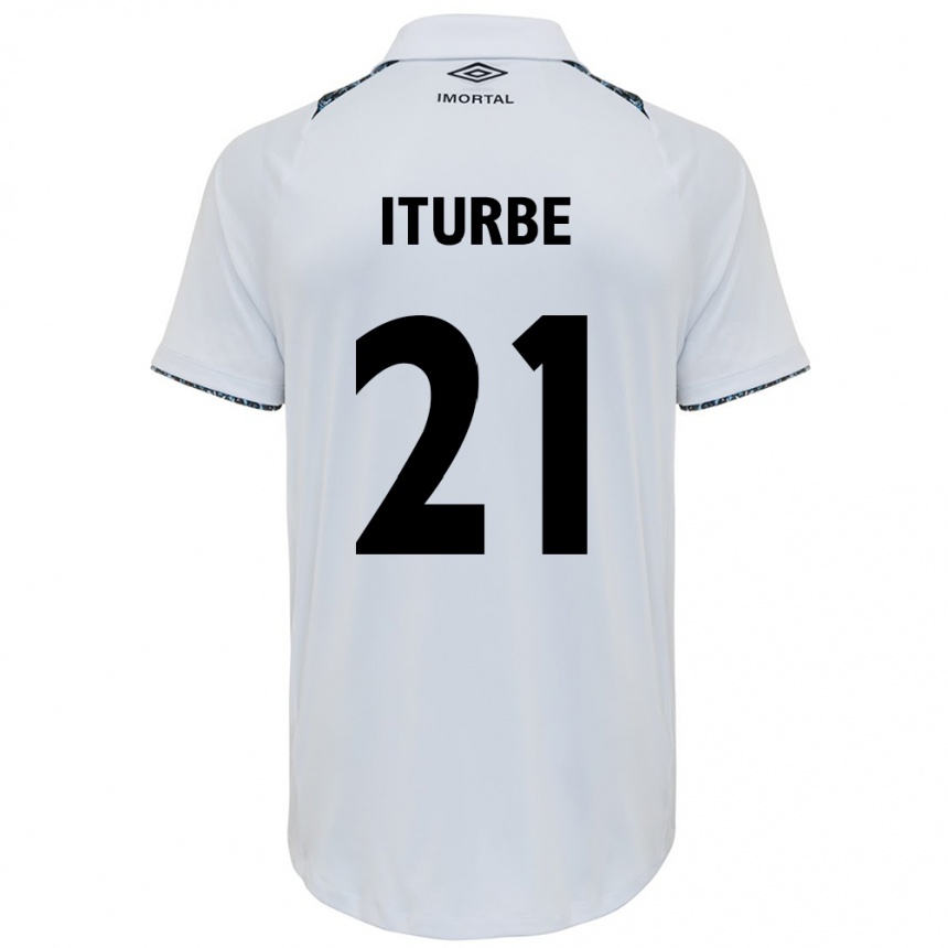 Kids Football Juan Iturbe #21 White Blue Away Jersey 2024/25 T-Shirt Za