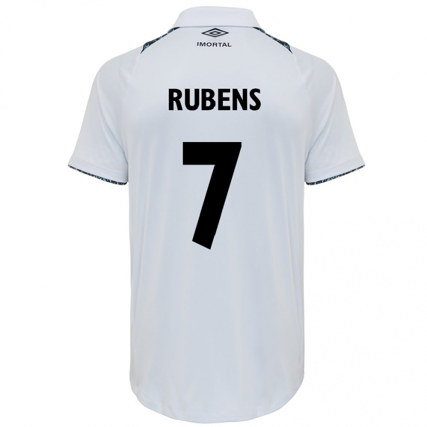 Kids Football Rubens #7 White Blue Away Jersey 2024/25 T-Shirt Za