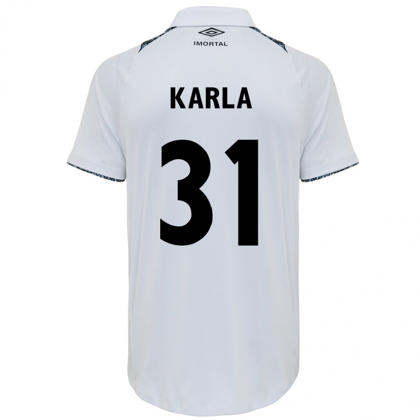 Kids Football Emmily Karla #31 White Blue Away Jersey 2024/25 T-Shirt Za