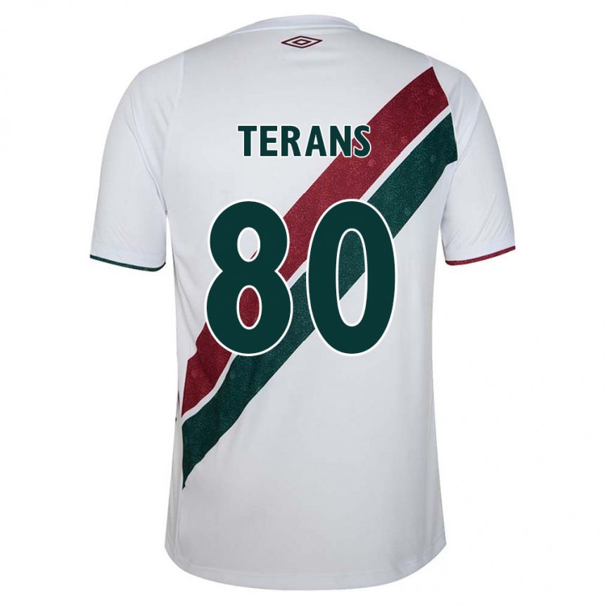 Kids Football David Terans #80 White Green Maroon Away Jersey 2024/25 T-Shirt Za