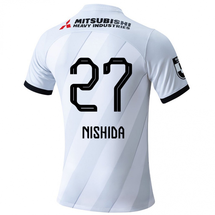 Kids Football Haruto Nishida #27 White Grey Away Jersey 2024/25 T-Shirt Za