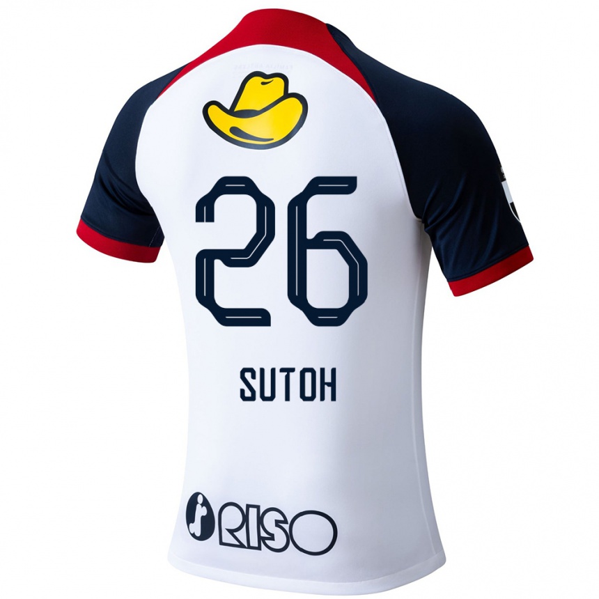 Kids Football Naoki Suto #26 White Blue Red Away Jersey 2024/25 T-Shirt Za