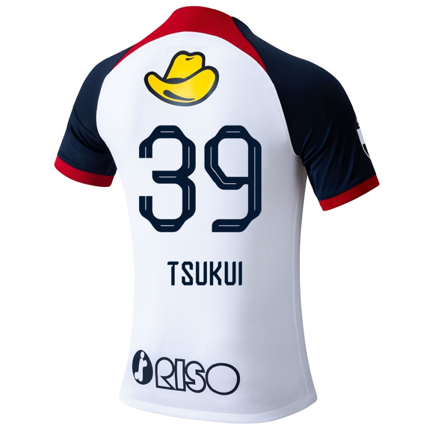 Kids Football Keisuke Tsukui #39 White Blue Red Away Jersey 2024/25 T-Shirt Za