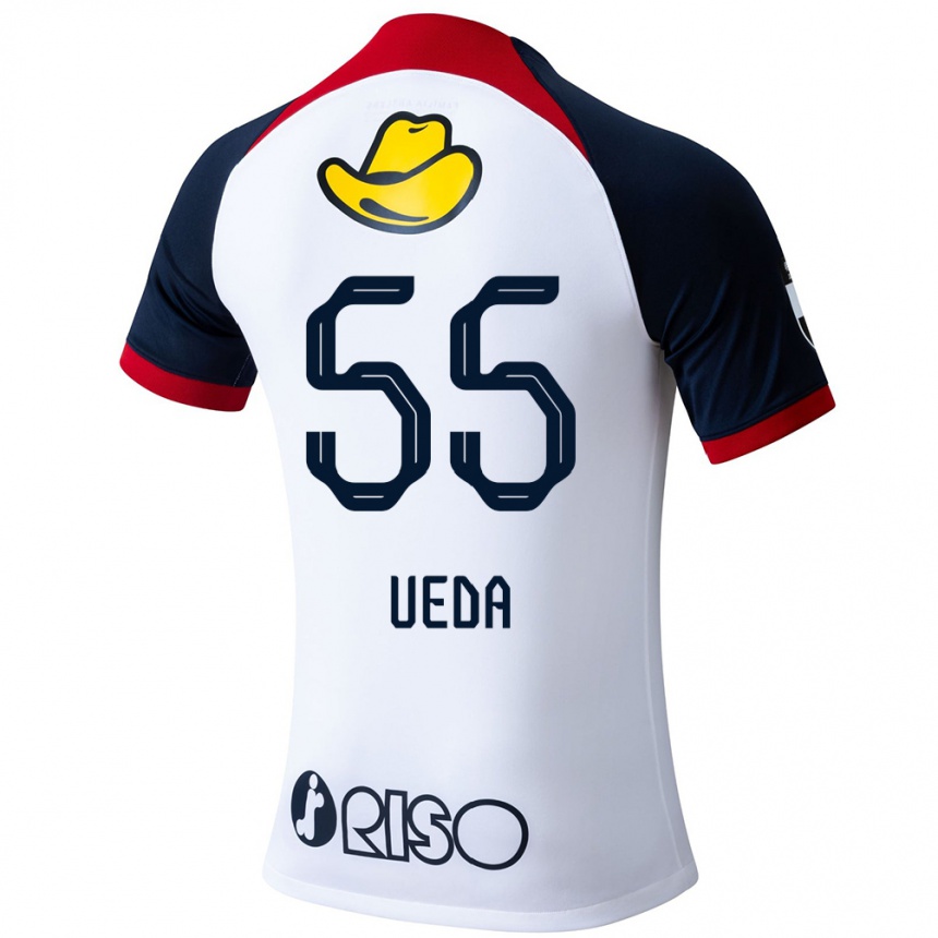 Kids Football Naomichi Ueda #55 White Blue Red Away Jersey 2024/25 T-Shirt Za