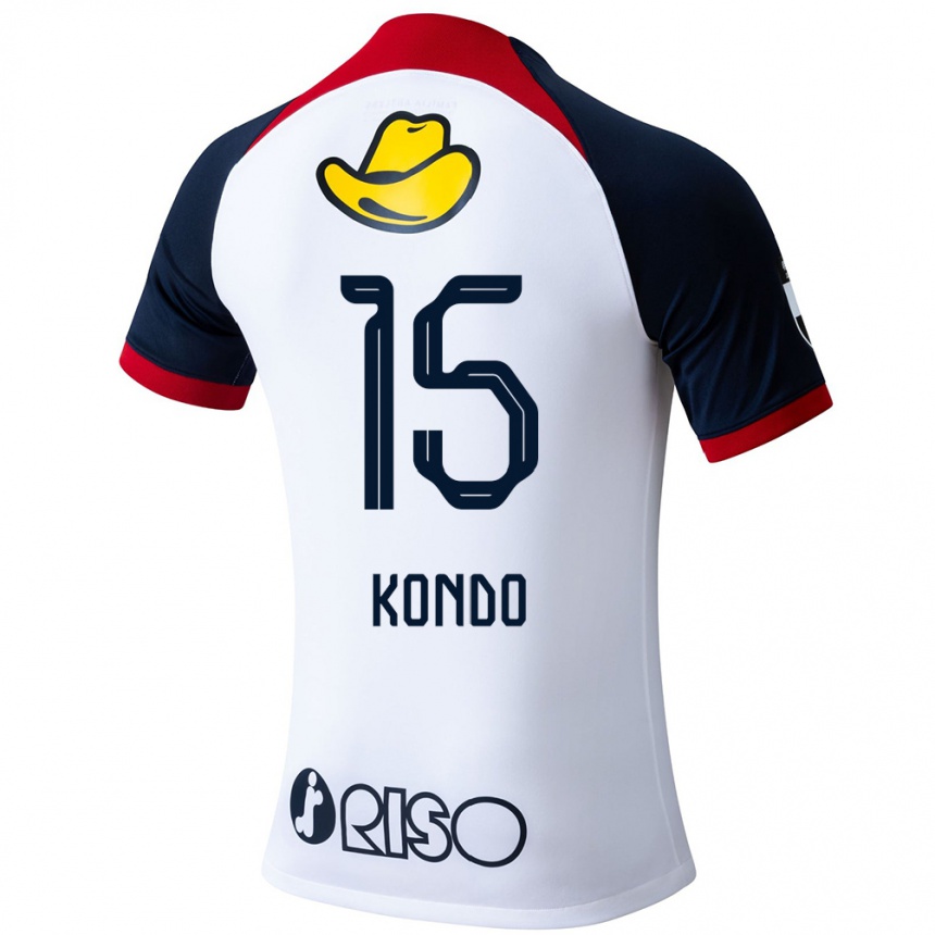 Kids Football Daisuke Kondo #15 White Blue Red Away Jersey 2024/25 T-Shirt Za