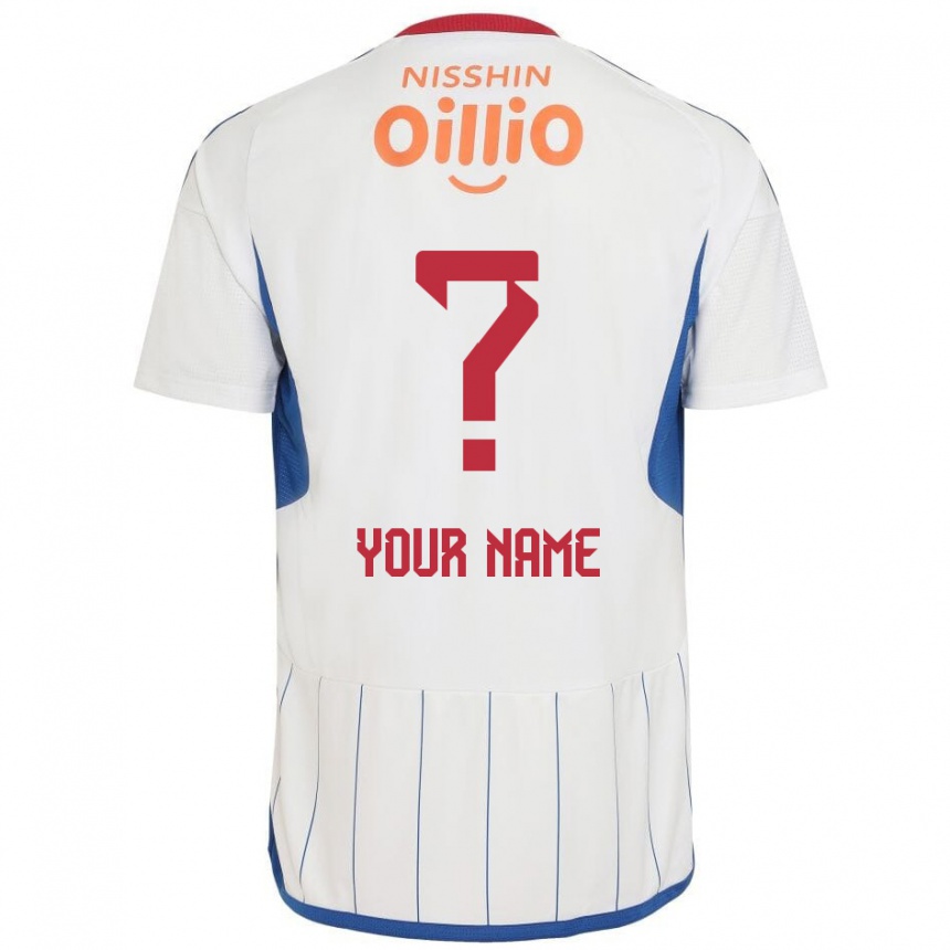 Kids Football Your Name #0 White Blue Red Away Jersey 2024/25 T-Shirt Za