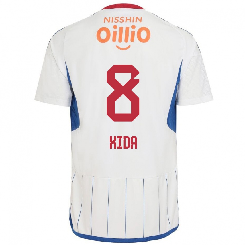 Kids Football Takuya Kida #8 White Blue Red Away Jersey 2024/25 T-Shirt Za