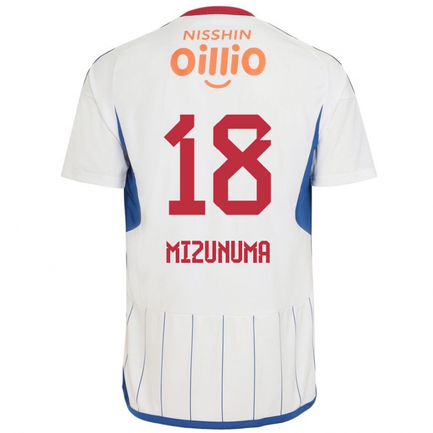 Kids Football Kota Mizunuma #18 White Blue Red Away Jersey 2024/25 T-Shirt Za