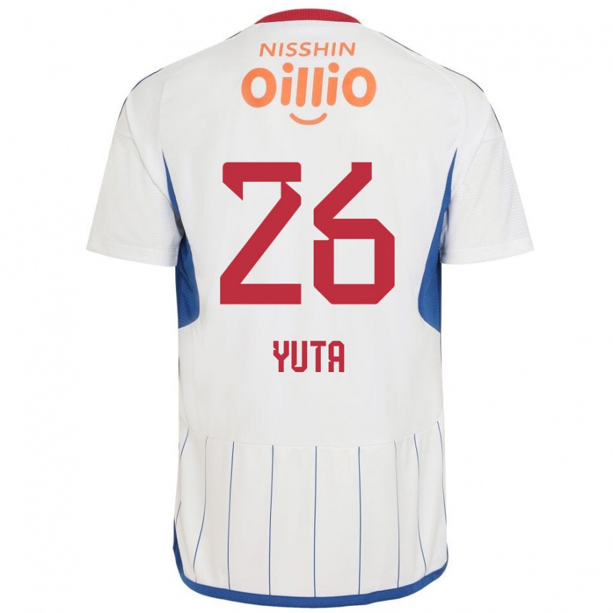 Kids Football Yuta Koike #26 White Blue Red Away Jersey 2024/25 T-Shirt Za