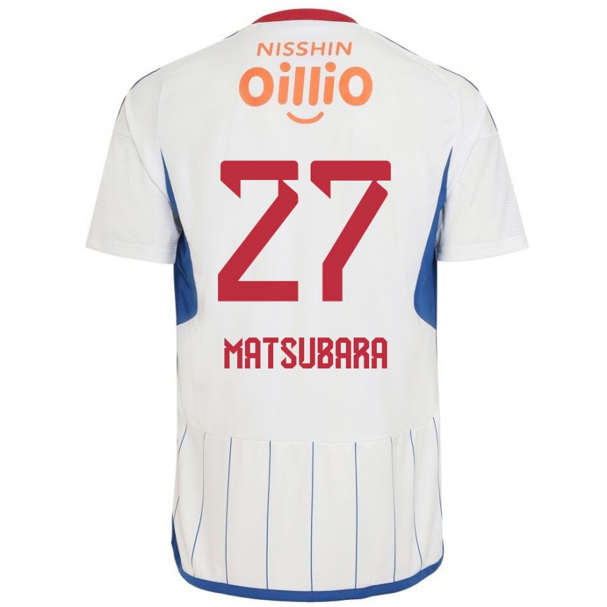 Kids Football Ken Matsubara #27 White Blue Red Away Jersey 2024/25 T-Shirt Za