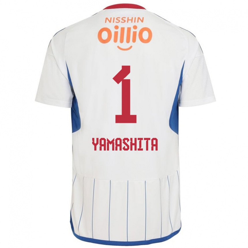 Kids Football Shoma Yamashita #1 White Blue Red Away Jersey 2024/25 T-Shirt Za