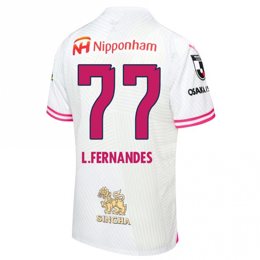 Kids Football Lucas Fernandes #77 White Pink Away Jersey 2024/25 T-Shirt Za