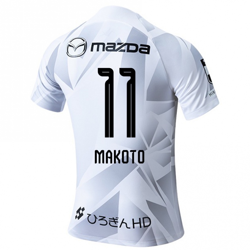 Kids Football Makoto Mitsuta #11 White Grey Black Away Jersey 2024/25 T-Shirt Za