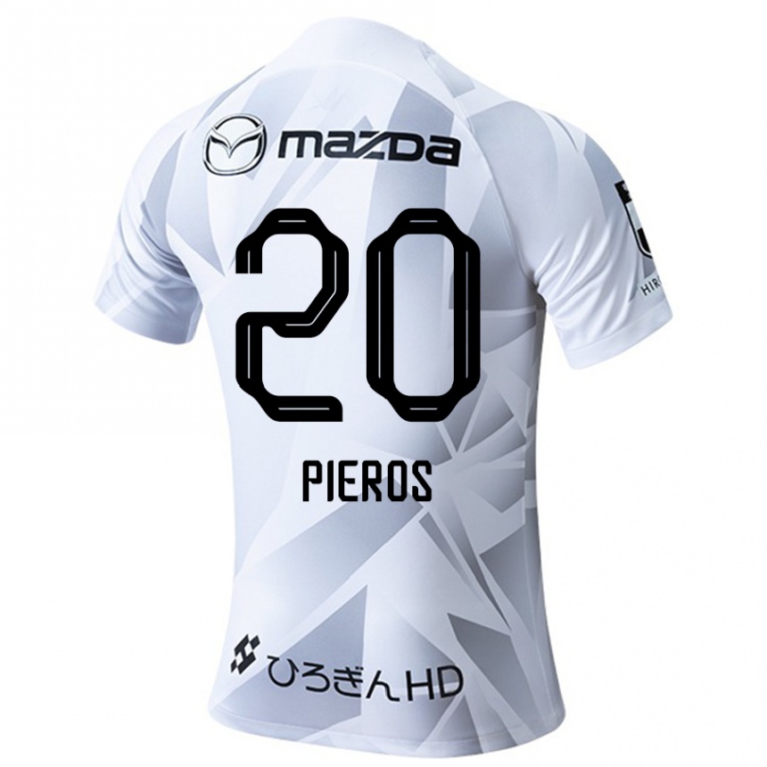 Kids Football Pieros Sotiriou #20 White Grey Black Away Jersey 2024/25 T-Shirt Za