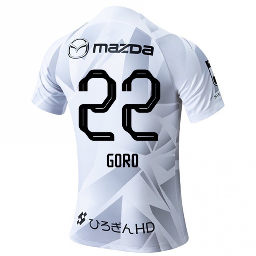 Kids Football Goro Kawanami #22 White Grey Black Away Jersey 2024/25 T-Shirt Za