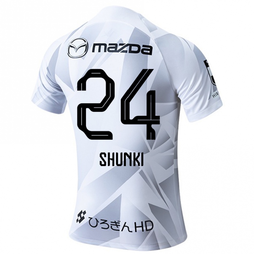 Kids Football Shunki Higashi #24 White Grey Black Away Jersey 2024/25 T-Shirt Za