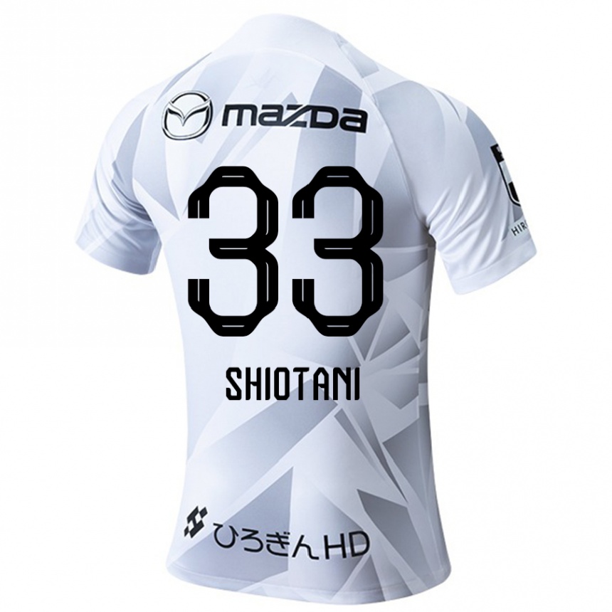 Kids Football Tsukasa Shiotani #33 White Grey Black Away Jersey 2024/25 T-Shirt Za