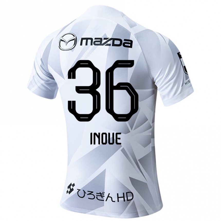 Kids Football Aren Inoue #36 White Grey Black Away Jersey 2024/25 T-Shirt Za