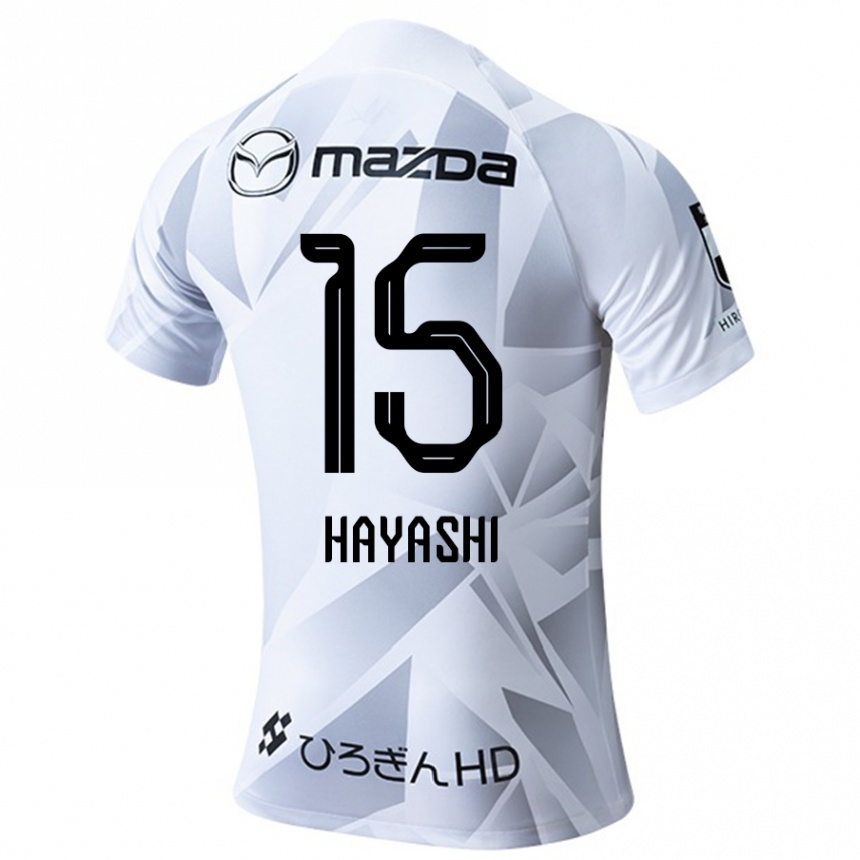 Kids Football Shunta Hayashi #15 White Grey Black Away Jersey 2024/25 T-Shirt Za