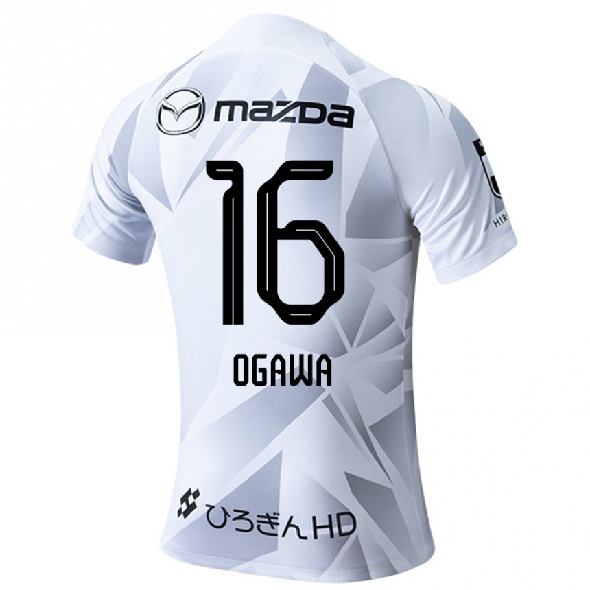 Kids Football Hikaru Ogawa #16 White Grey Black Away Jersey 2024/25 T-Shirt Za