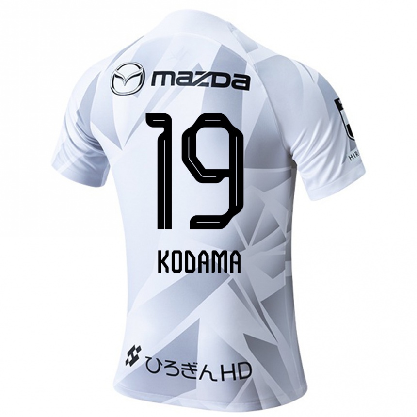 Kids Football Tsukasa Kodama #19 White Grey Black Away Jersey 2024/25 T-Shirt Za