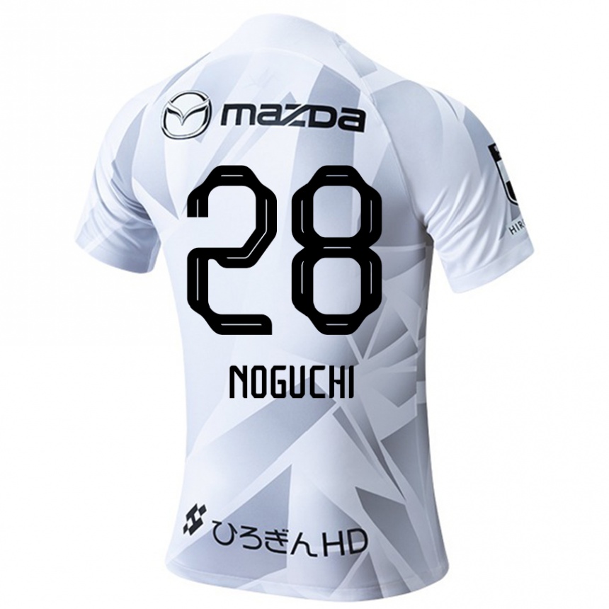 Kids Football Rento Noguchi #28 White Grey Black Away Jersey 2024/25 T-Shirt Za