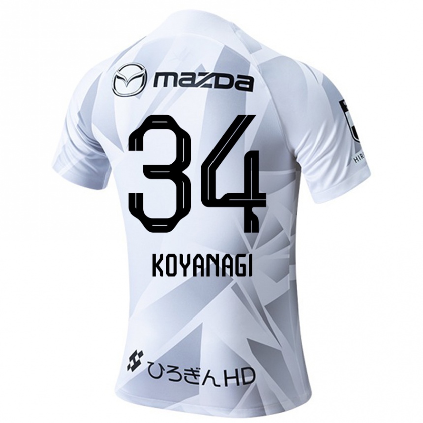 Kids Football Shu Koyanagi #34 White Grey Black Away Jersey 2024/25 T-Shirt Za