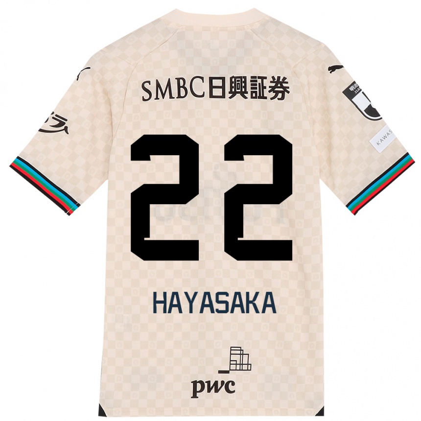 Kids Football Yuki Hayasaka #22 White Gray Away Jersey 2024/25 T-Shirt Za