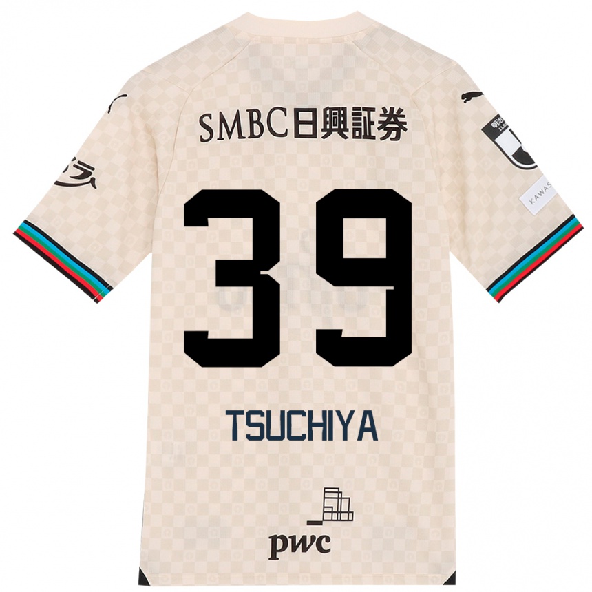 Kids Football Kaito Tsuchiya #39 White Gray Away Jersey 2024/25 T-Shirt Za