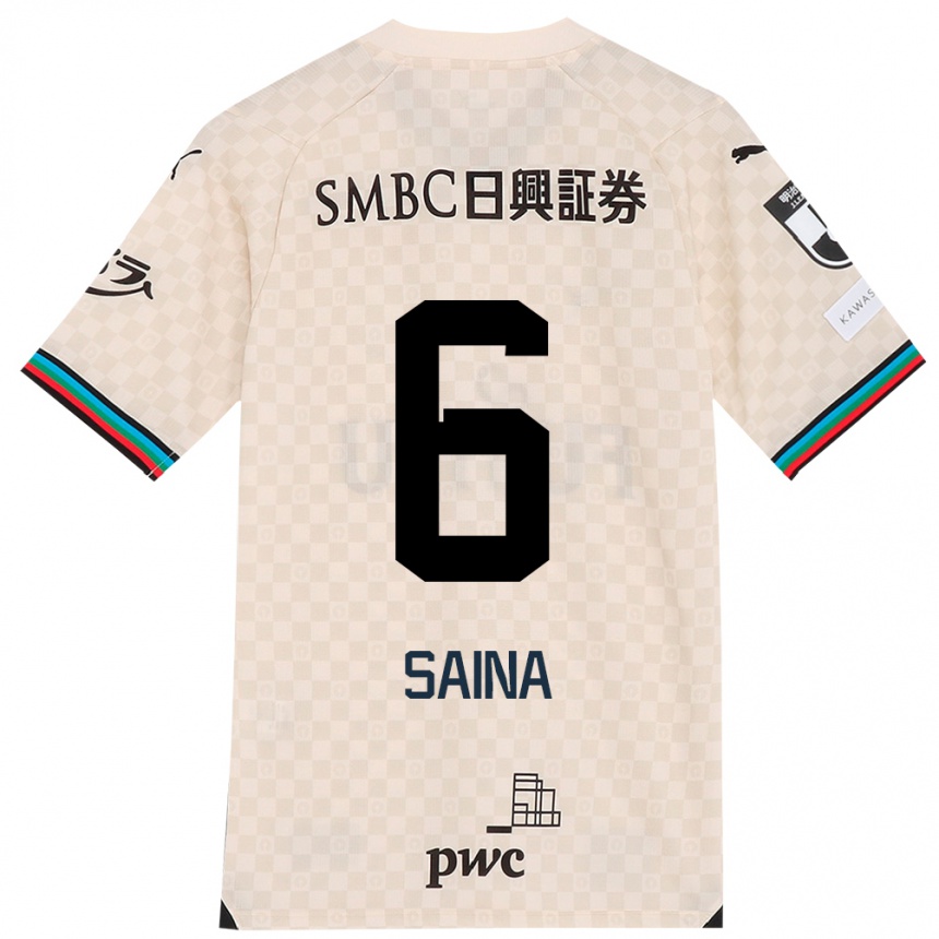 Kids Football Yuta Saina #6 White Gray Away Jersey 2024/25 T-Shirt Za