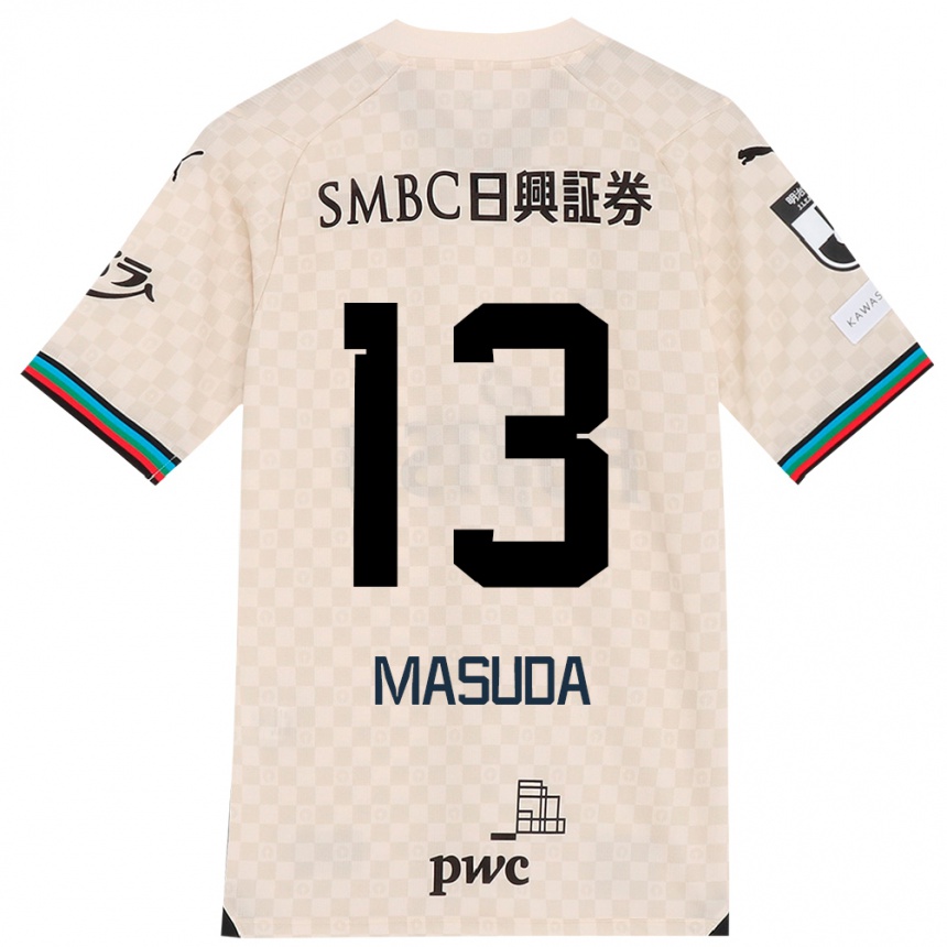 Kids Football Hinata Masuda #13 White Gray Away Jersey 2024/25 T-Shirt Za