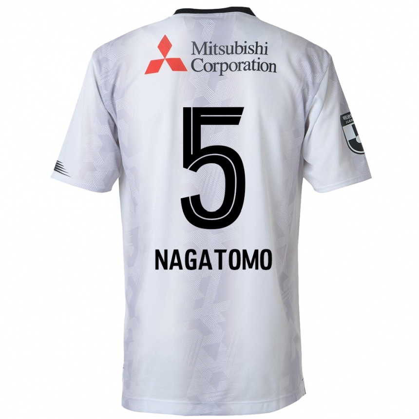 Kids Football Yuto Nagatomo #5 White Black Away Jersey 2024/25 T-Shirt Za