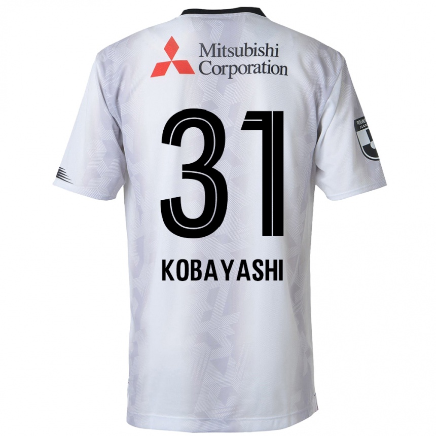 Kids Football Masataka Kobayashi #31 White Black Away Jersey 2024/25 T-Shirt Za