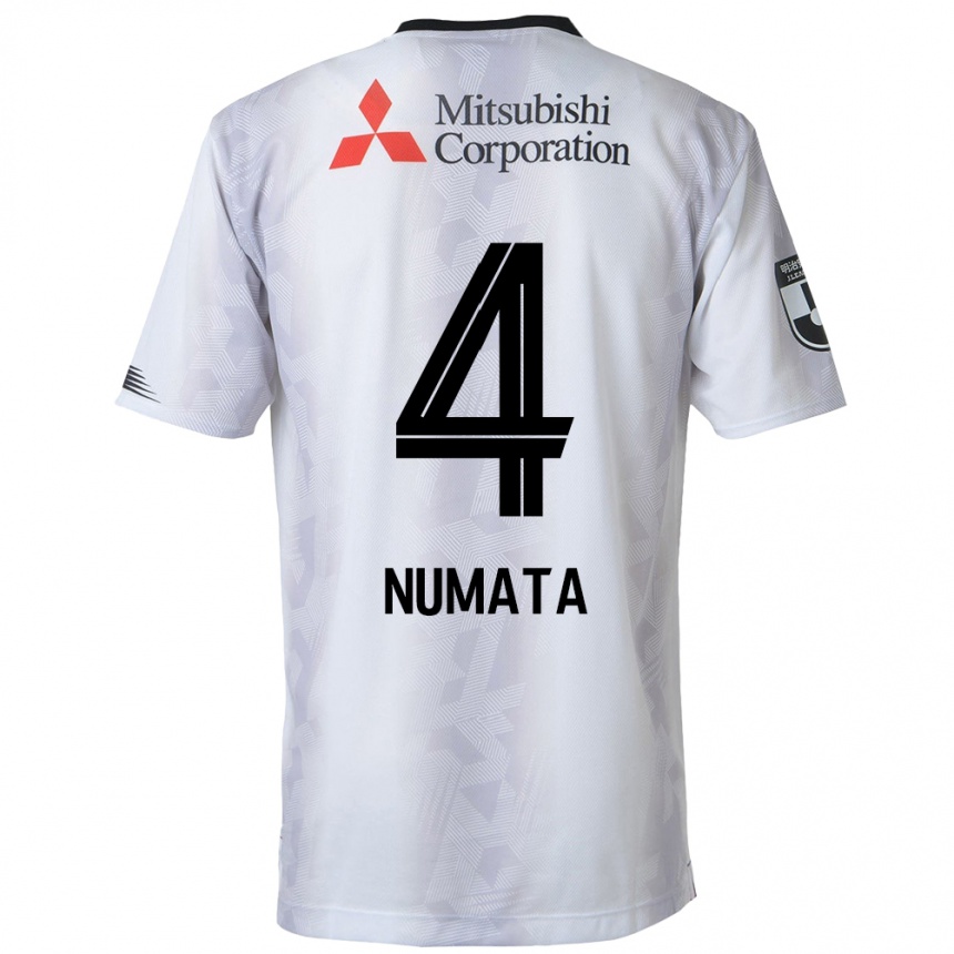 Kids Football Seisa Numata #4 White Black Away Jersey 2024/25 T-Shirt Za